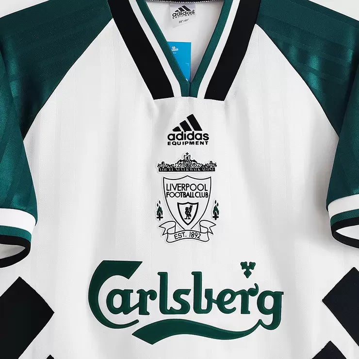 199395 Liverpool Away Jersey (WhiteGreen) - Retro Football Jersey