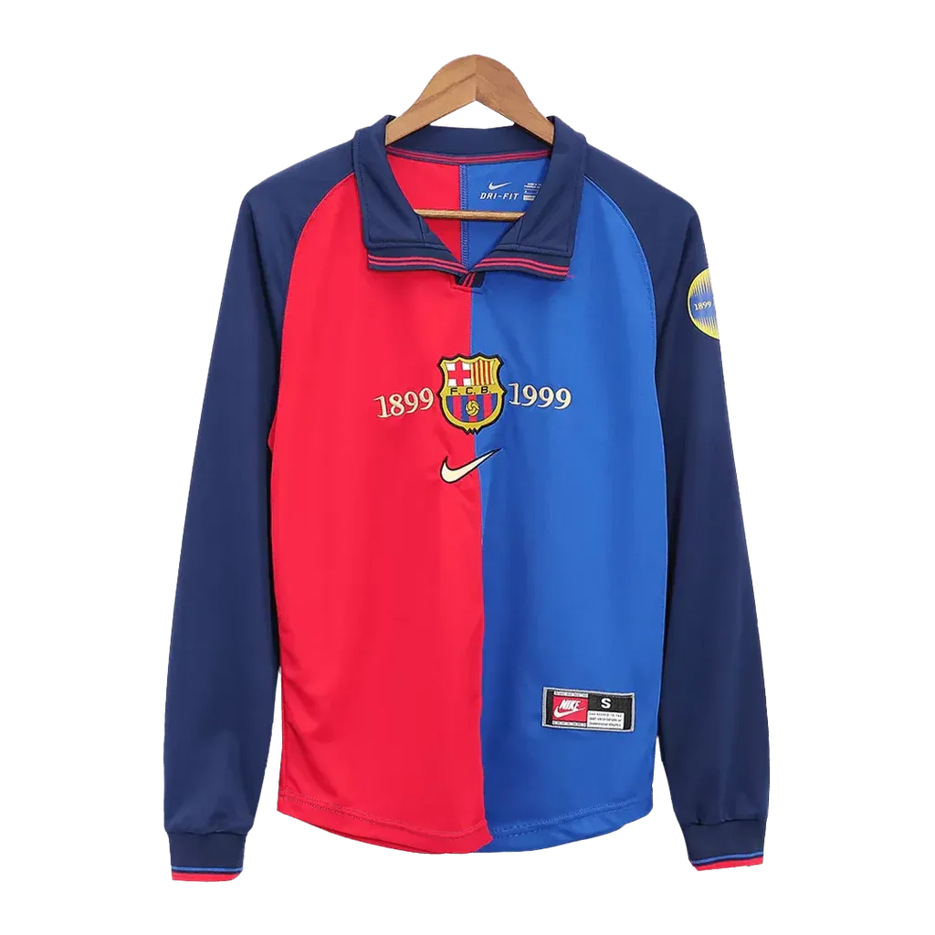 1999 FCB Home 100 years Anniversary Fullsleeves Retro Jersey Football Jersey