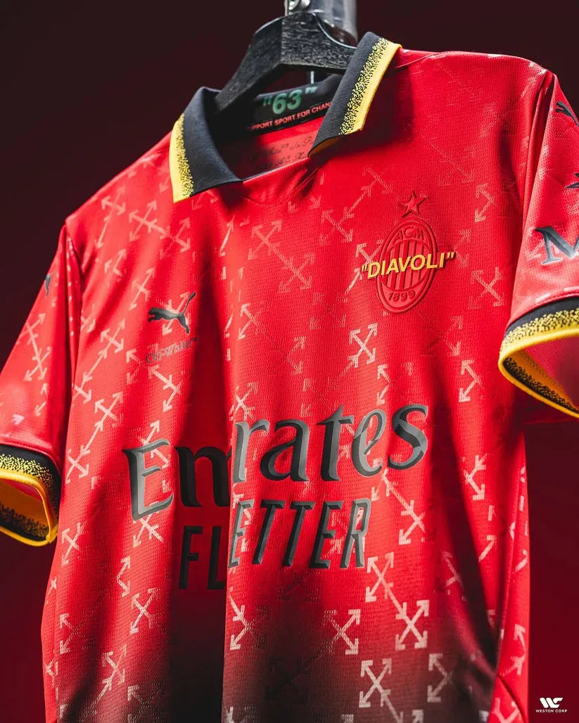 AC Milan X Off White Red Jersey Football Jersey