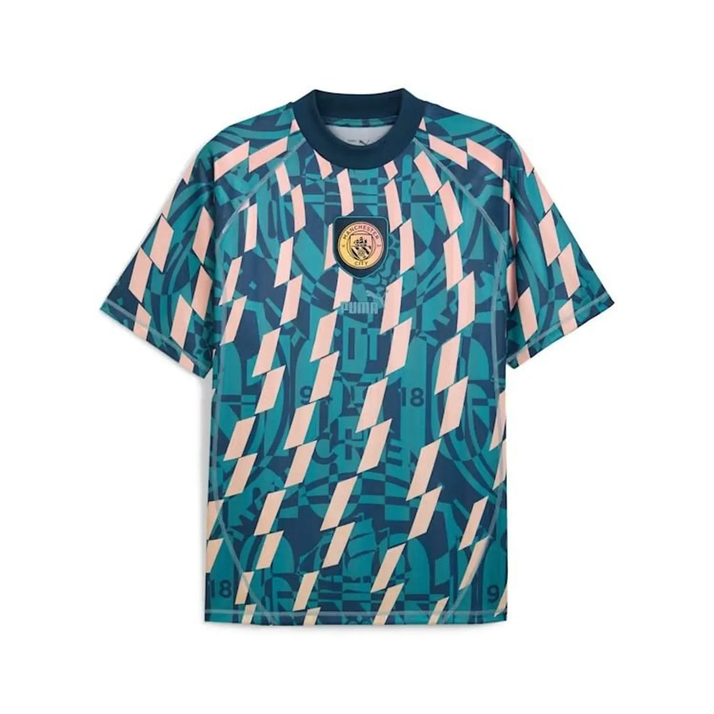 Manchester City T-Shirt ftblStatement Retro - Marine BlueTurquoise Surf Football Jersey